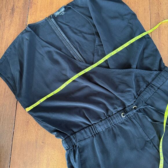 Eileen Fisher Black Drawstring Crepe Cropped Wide Leg Jumpsuit Sz Small Casual - Picture 9 of 13